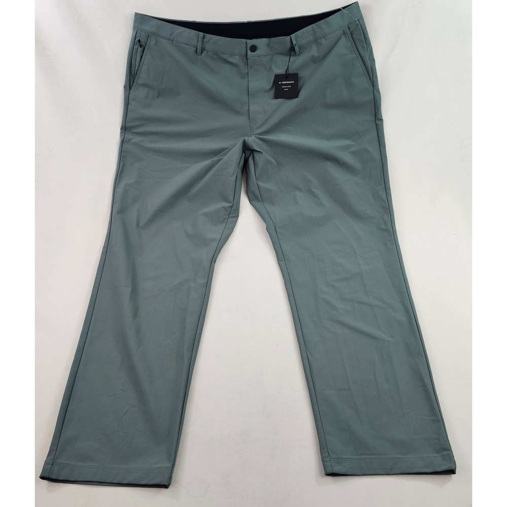 01.Algo Mens Performance Tech Pants 42x32 Green UPF 40 MGA10260-34